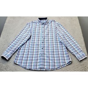 Tasso Elba Dress Shirt Mens Large Multi‎ Plaid Long Sleeve Collared Button Down